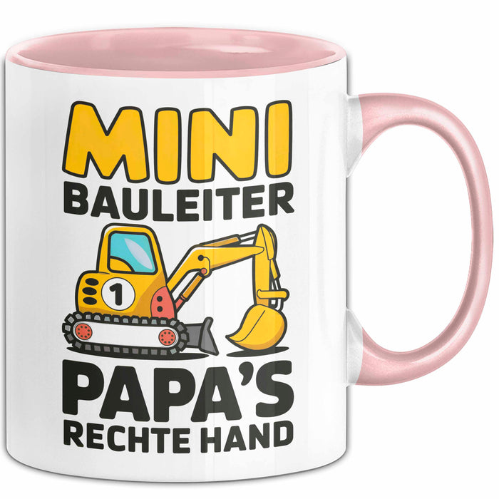 Bauleiter Bauunternehmer Tasse Geschenk Lustige Geschenkidee Spruch Mini Bauleiter Papa's Rechte Hand Rosa Trendation