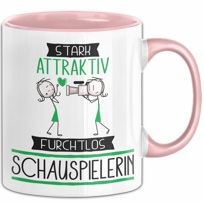 Schauspielerin Tasse Geschenk Becher Stark Attraktiv Furchtlos Schauspielerin Lustige Geschenkidee Rosa Trendation
