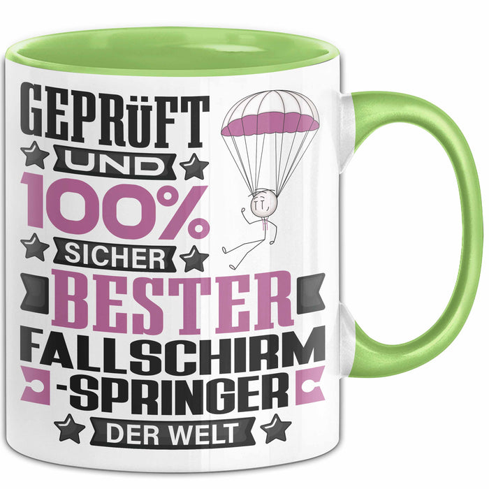 Fallschirmspringer Geschenk Lustiger Spruch für Fallschirmspringer Geschenkidee Bester Fallschirmspringer Der Welt Grün Trendation