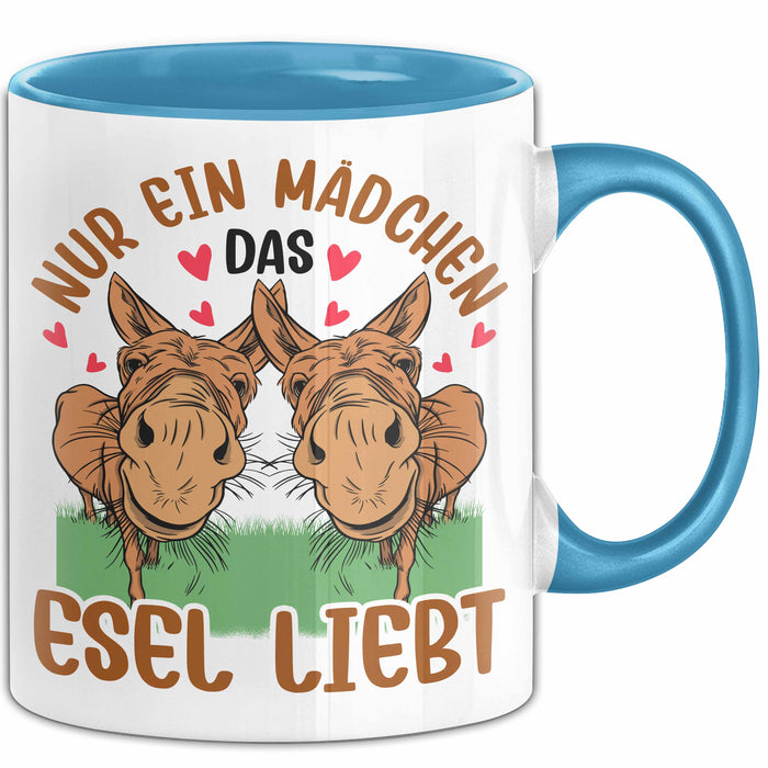 Esel-Liebhaberin Tasse Geschenk Mädchen Frauen Esel-Liebhaber Geschenkidee Becher Blau Trendation
