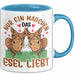 Esel-Liebhaberin Tasse Geschenk Mädchen Frauen Esel-Liebhaber Geschenkidee Becher Blau Trendation