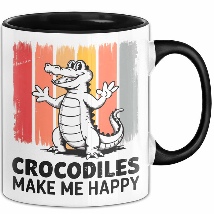 Krokodil Tier Tasse Geschenk Lustige Geschenkidee Spruch Krokodile Machen Mich Glücklich Schwarz Trendation