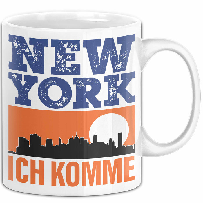 New York Tasse Geschenk Horizont Ich Komme Spruch Geschenkidee Weiß Trendation