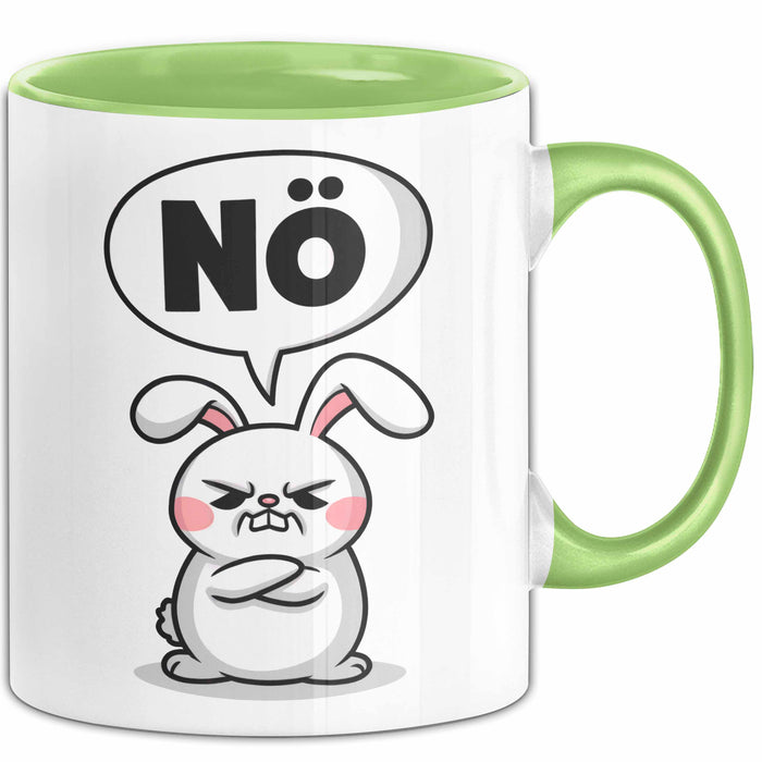 Sarkastische Kaninchen Hase Tasse Geschenk Lustige Geschenkidee Spruch Nö Grün Trendation