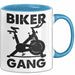 Biker Gang Tasse Geschenk Cardio Zuhause Fitness-Bike Geschenkidee Becher Blau Trendation