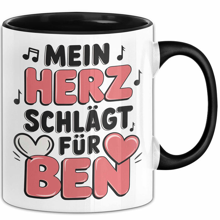 Romantische Liebe Tasse Geschenk Lustige Geschenkidee Spruch Mein Herz Schlägt Für Ben Trendation