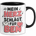 Romantische Liebe Tasse Geschenk Lustige Geschenkidee Spruch Mein Herz Schlägt Für Ben Trendation