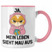 Dank Meme Tasse Katzen Besitzer Wortspiel Ja Mein Leben Sieht Mau Aus Traurige Katze Geschenkidee Saure Katze Astronaut Rosa Trendation