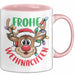 Weihnachten Tasse Geschenk Frohe Weihnachten Rentier Geschenkidee Weihnachtszeit Kaffee-Becher Rosa Trendation