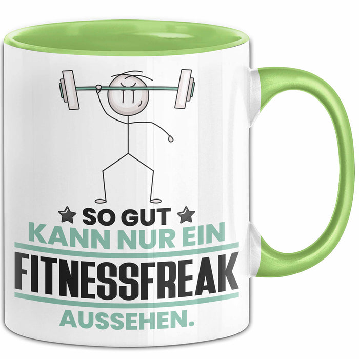 Fitnessfreak Geschenk Tasse So Gut Kann Nur Ein Fitnessfreak Aussehen Geschenkidee Kaffee-Becher Grün Trendation
