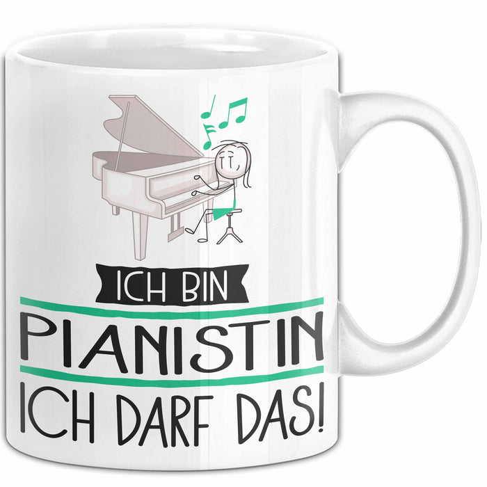 Geschenk für Pianistin Tasse Lustige Geschenkidee Geburtstag Ich Bin Pianistin Ich Darf Das Weiß Trendation