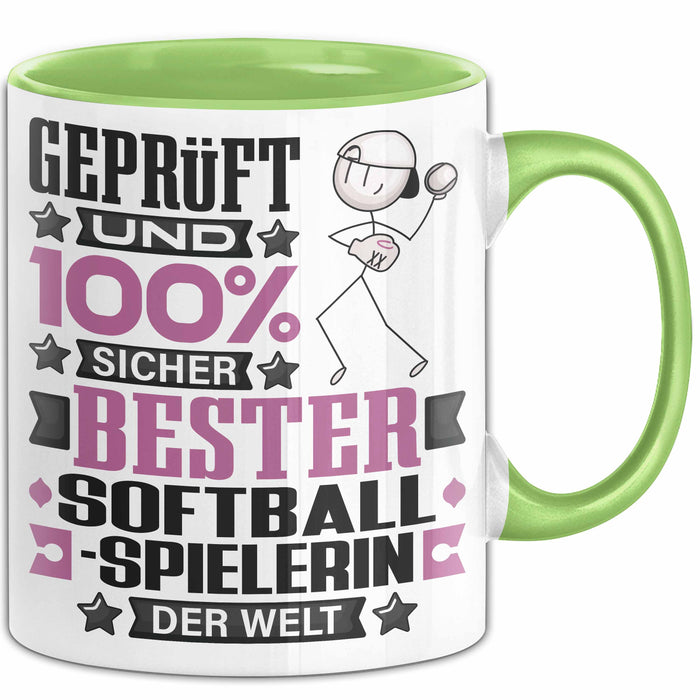 Softballspielerin Geschenk Lustiger Spruch für Softballspielerin Geschenkidee Bester Softballspielerin Der Welt Grün Trendation