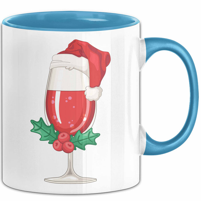 Weihnachten Weinglas Tasse Geschenk Weihnachtliche Grafik Kaffee-Becher Blau Trendation