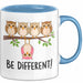 Eule Tierliebhaber Tasse Geschenk Lustige Geschenkidee Spruch Sei Anders Blau Trendation