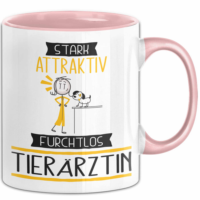 Tierärztin Tasse Geschenk Becher Stark Attraktiv Furchtlos Tierärztin Lustige Geschenkidee Rosa Trendation