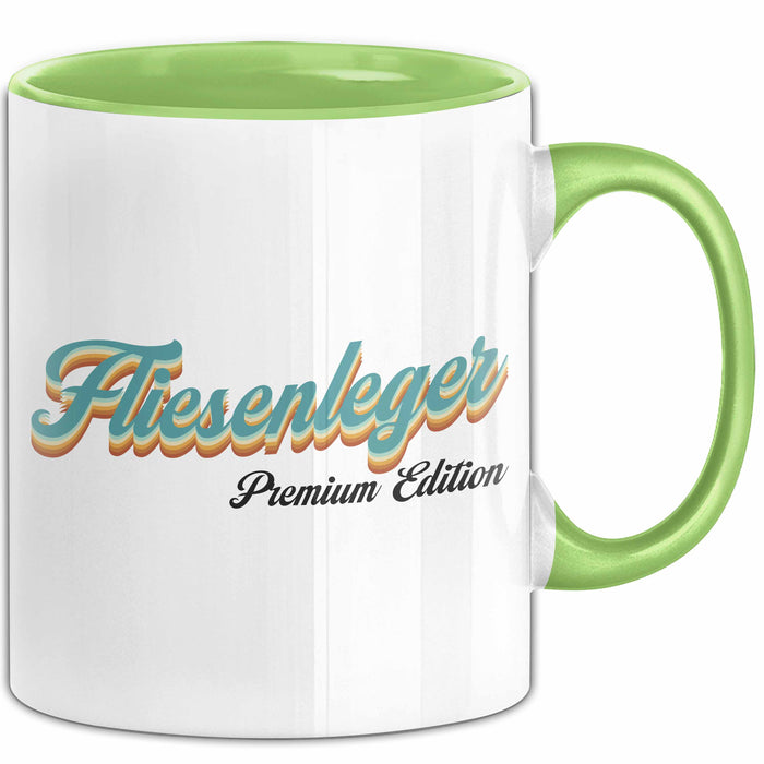 Fliesenleger Premium Edition Tasse Geschenk Fliesenleger Kaffee-Becher Grün Trendation