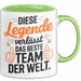 Büro Arbeit Kollege Tasse Becher Geschenk Lustige Geschenkidee Spruch Diese Legende Verlässt Das Beste Team Der Welt Grün Trendation