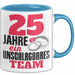 25 Jahre Tasse Geschenk Hochzeitstag Unschlagbares Team Spruch Blau Trendation