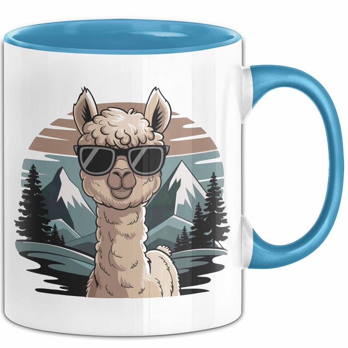 Alpaka Liebhaber Tasse Geschenkidee für Tierfreunde Blau Trendation