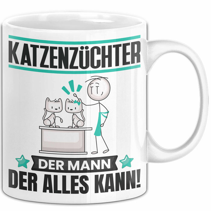 Katzenzüchter Tasse Geschenk für Katzenzüchter Der Mann Der Alles Kann Geschenkidee zum Geburtstag Weiß Trendation