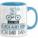 Geschenk für Radfahrerin Tasse Lustige Geschenkidee Geburtstag Ich Bin Radfahrerin Ich Darf Das Blau Trendation
