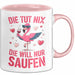 Flamingo Trinkend Tasse Geschenk Lustige Geschenkidee Spruch Die Tut Nix Die Will Nur Saufen Rosa Trendation