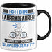 Fahrradfahrer Tasse Geschenk für Fahrradfahrer Geburtstag Lustiger Spruch Kaffee-Becher Was Ist Deine Superkraft Schwarz Trendation