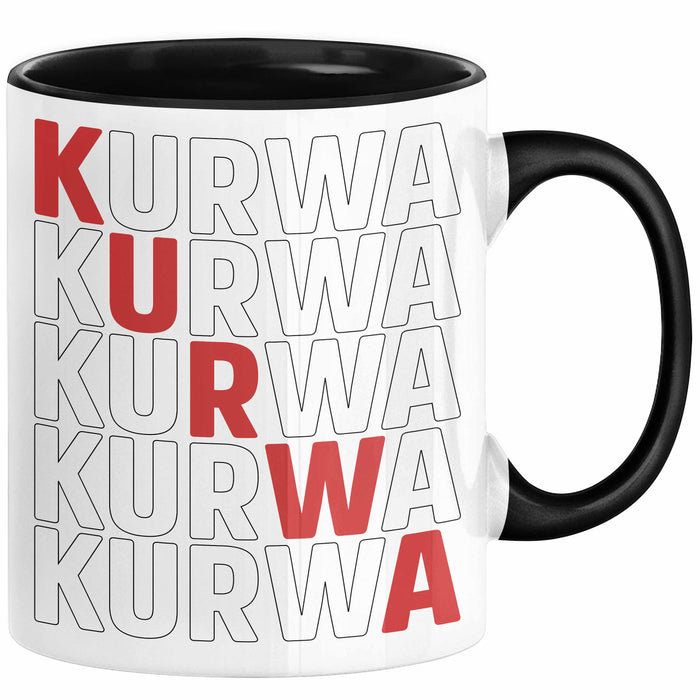 Kurwa Tasse Polen Polska Kaffee-Becher Schwarz Trendation