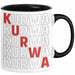 Kurwa Tasse Polen Polska Kaffee-Becher Schwarz Trendation