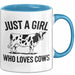 Kuh Tasse Geschenk Just A Girl Who Loves Cows Geschenkidee Tier Blau Trendation
