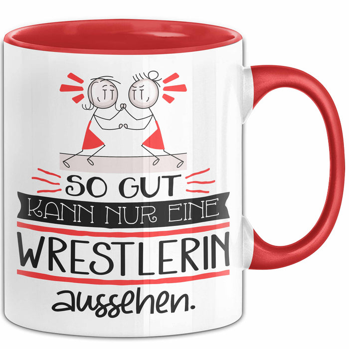 Wrestlerin Geschenk Tasse So Gut Kann Nur Eine Wrestlerin Aussehen Geschenkidee Geburtstag Weihnachten Lustig Rot Trendation