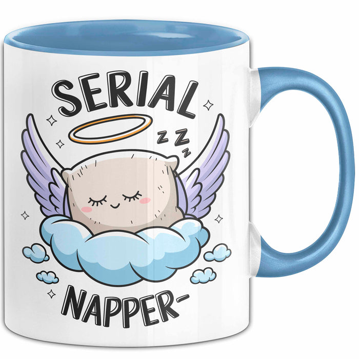 Serien Napper Tasse Geschenkidee für Schläfern Fans Blau Trendation