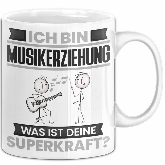 Musikerziehung Tasse Geschenk für Musikerziehung Geburtstag Lustiger Spruch Kaffee-Becher Was Ist Deine Superkraft Weiß Trendation