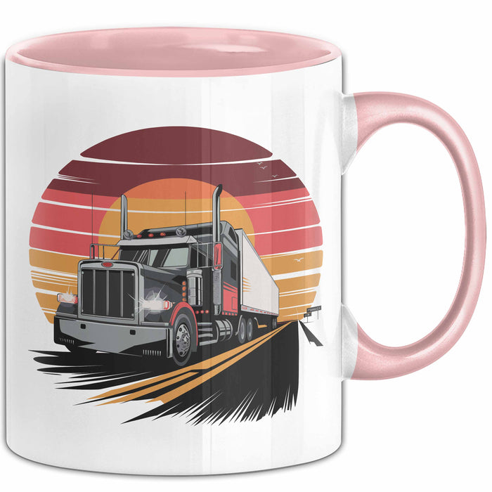 Lkw Fahrer Tasse Geschenkidee für Trucker Lustiger Spruch Rosa Trendation