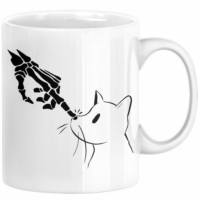 Katzen-Besitzerin Geschenk Tasse Kaffee-Becher Katzen Skelett Tattoo Frauen Kaffee-Becher Weiß Trendation