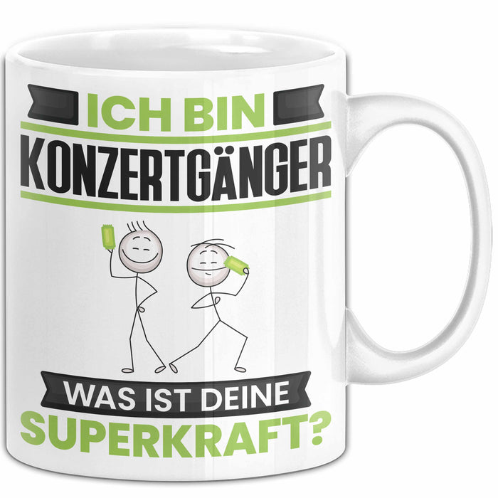 Konzertgänger Tasse Geschenk für Konzertgänger Geburtstag Lustiger Spruch Kaffee-Becher Was Ist Deine Superkraft Weiß Trendation