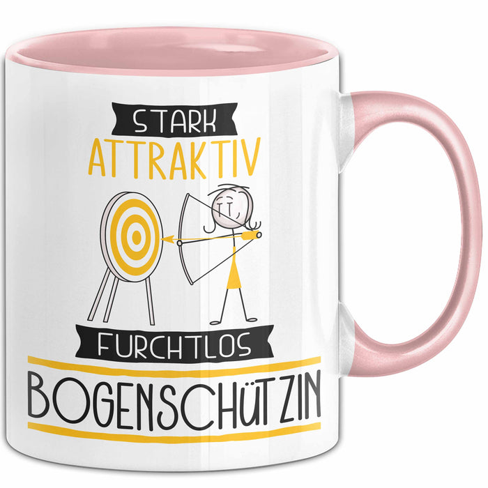 Bogenschützin Tasse Geschenk Becher Stark Attraktiv Furchtlos Bogenschützin Lustige Geschenkidee Rosa Trendation