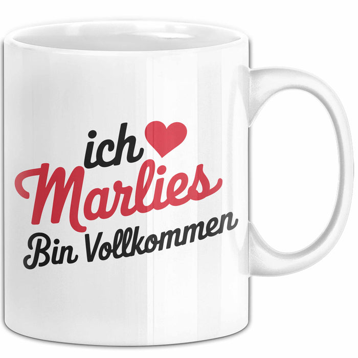 Marlies Tasse Geschenk Ich Bin Vollkommen Marlies Geschenkidee Geburtstag Weiß Trendation