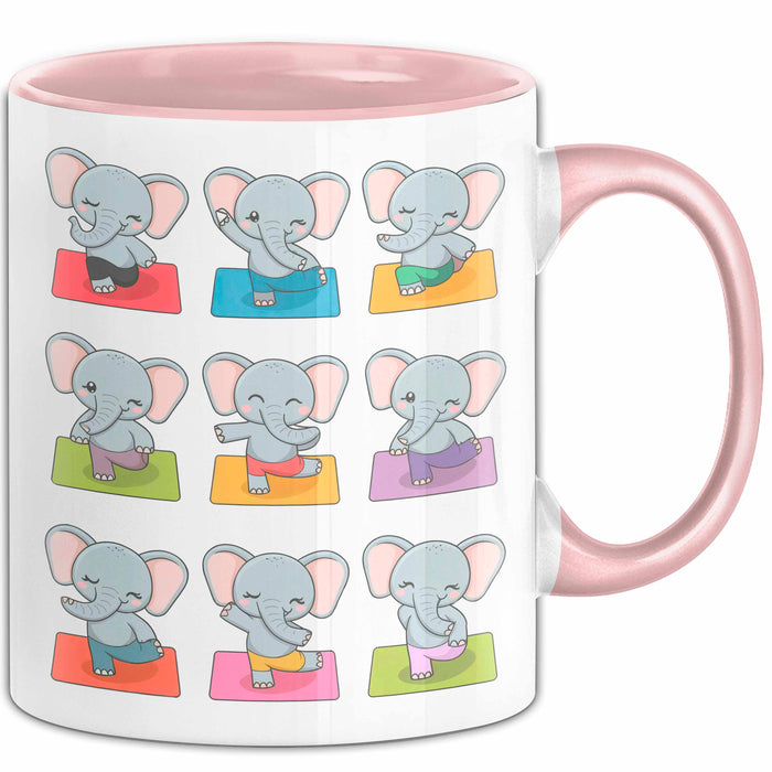 Elefant Tier Tasse Geschenk Lustige Geschenkidee Spruch Elefanten Yoga Rosa Trendation