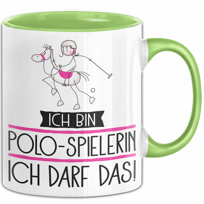 Geschenk für Polo-Spielerin Tasse Lustige Geschenkidee Geburtstag Ich Bin Polo-Spielerin Ich Darf Das Grün Trendation
