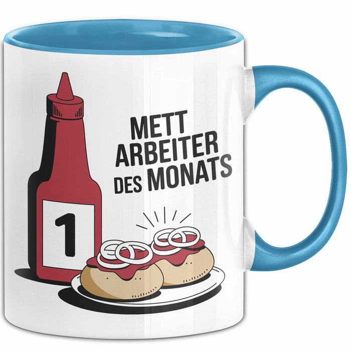 Metzger Tasse Geschenk Mett Arbeiter Des Monats Geschenkidee Lustig Beruf Blau Trendation