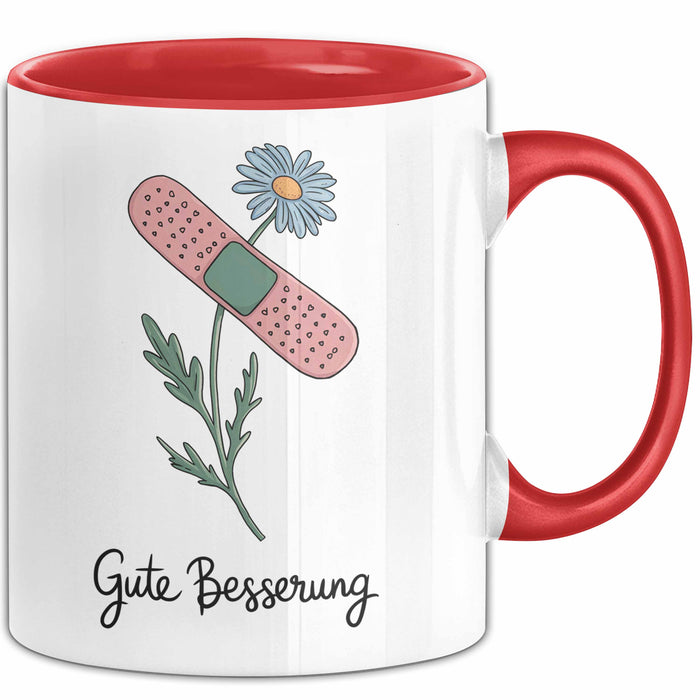 Patienten Kranke Menschen Tasse Geschenk Lustige Geschenkidee Spruch Gute Besserung Rot Trendation