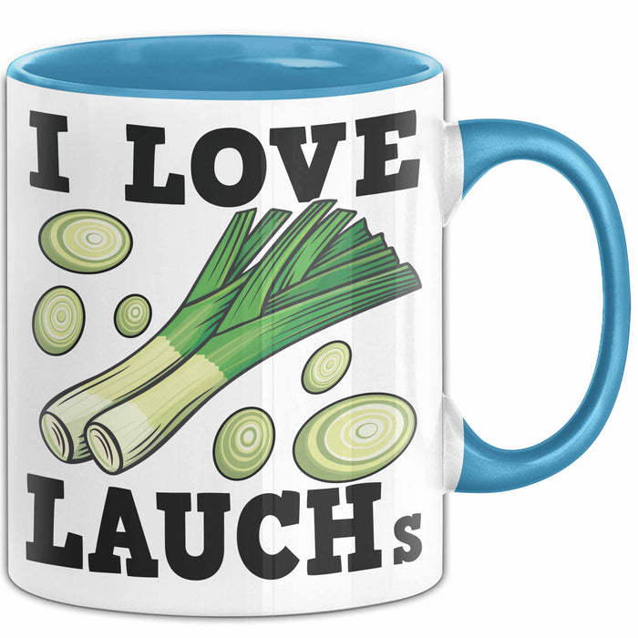 I Love Lauchs Tasse Geschenk Jogger Fitness Fun Spass Blau Trendation