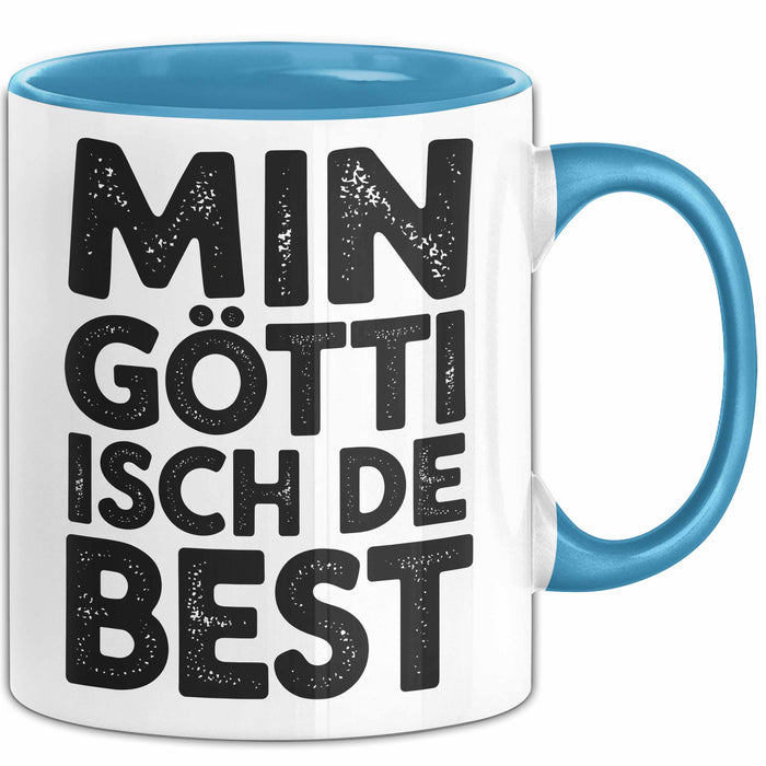 Goetti Tasse Geschenk Min Goetti Isch De Best Geschenkidee Patenonkel Schweiz Blau Trendation