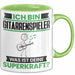 Gitarrenspieler Tasse Geschenk für Gitarrenspieler Geburtstag Lustiger Spruch Kaffee-Becher Was Ist Deine Superkraft Grün Trendation