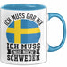 Schweden Tasse Geschenkidee Urlaub Ich Muss Gar Nix Ich Muss Nur Nach Schweden Blau Trendation
