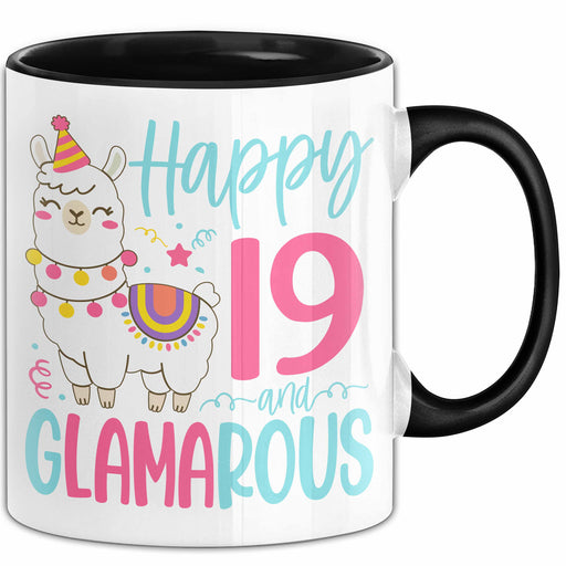 19er Geburtstag Tasse Geschenk Happy 19 And Glamarous Llama Alpaka Liebhaber Geschenkidee zum Geburtstag Trendation