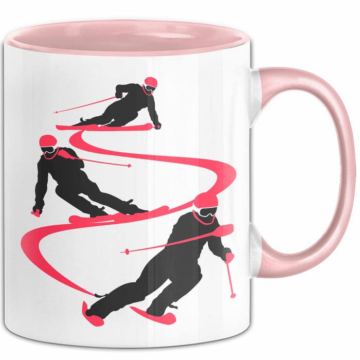Ski Tasse Geschenk Grafik Skifahrer Becher Rosa Trendation
