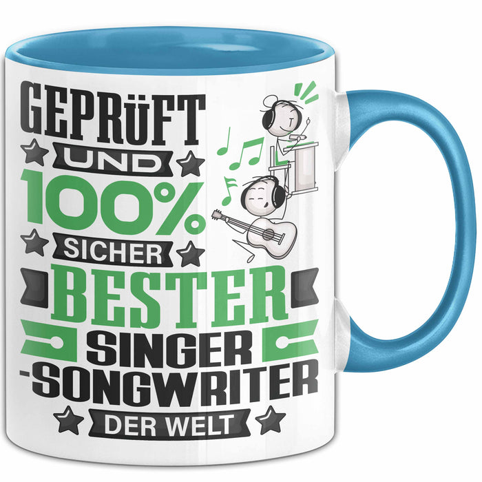 Singer-Songwriter Geschenk Lustiger Spruch für Singer-Songwriter Geschenkidee Bester Singer-Songwriter Der Welt Blau Trendation