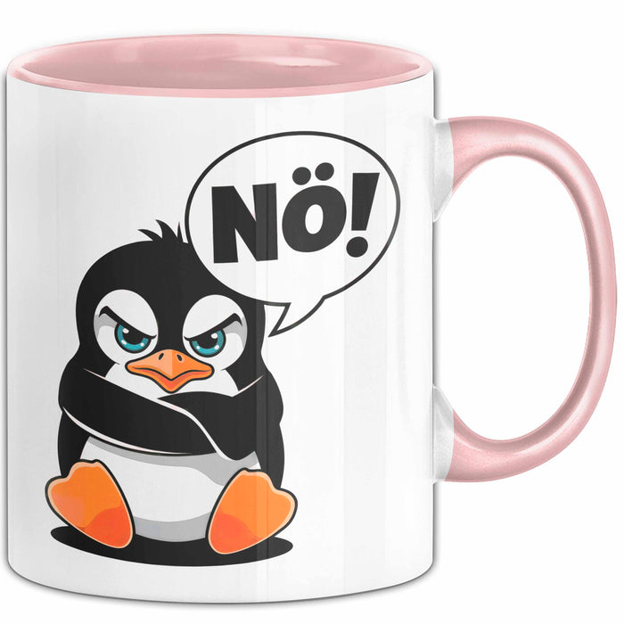 Sarkastischer Pinguin Tasse Geschenk Lustige Geschenkidee Spruch Nö Rosa Trendation